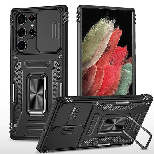 Armored Rotating Ring Push Window Lens Protection Drop-proof Phone Case For Samsung