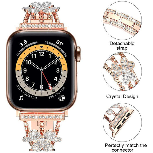 Stylish Shamrock Metal Rhinestones Band For Apple Watch