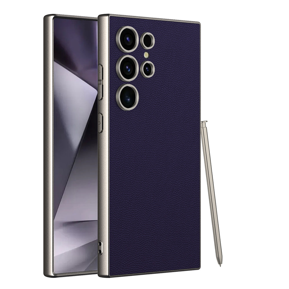 Matte Metallic Paint Plain Leather Phone Case For Samsung Galaxy S24Ultra Samsung Cases