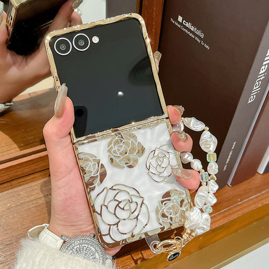 Electroplated Gold Rose Phone Case For Samsung Galaxy Z Flip 7/6/5/4/3