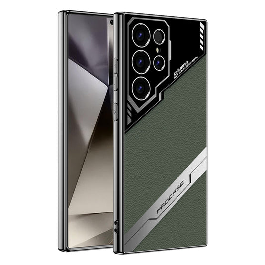 High-End Business Style Electroplated Leather Anti-fall Protective Phone Case For Samsung Galaxy S24 S23 Ultra