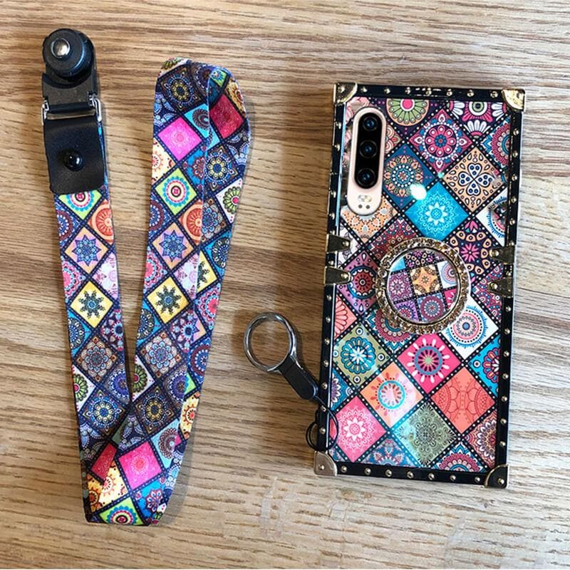 High Quality Bohemian Lanyard Ring Case For iPhone Samsung Huawei