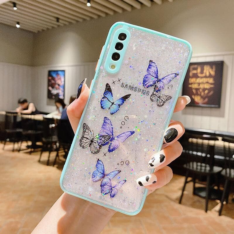 New Star Glitter Butterfly - Clear Samsung Galaxy Phone Case Samsung Galaxy Phone Cases