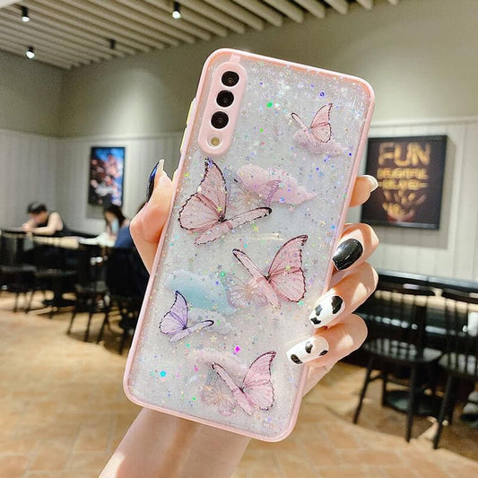 New Star Glitter Butterfly - Clear Samsung Galaxy Phone Case Samsung Galaxy Phone Cases