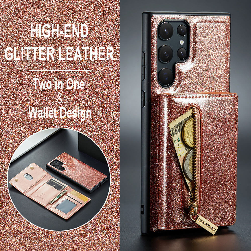 Newest Magnetic Bling Leather Detachable Wallet Samsung Case