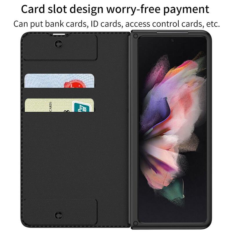 Newest Leather Pen Holder Armor Back Case For Samsung Galaxy Z Fold4 Fold3 5G Samsung Cases