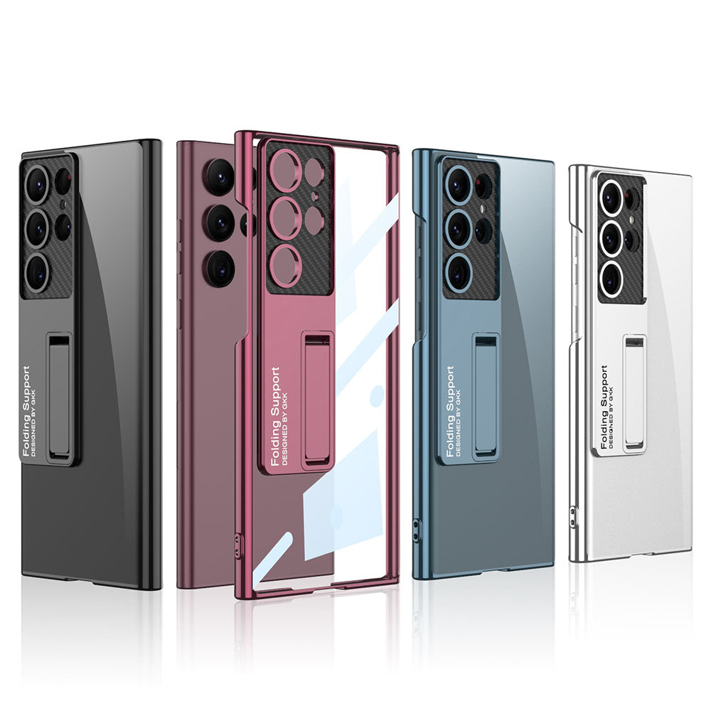 Newest Magnetic Bracket Electroplated Clear Phone Case For Samsung Galaxy S22 S23 Ultra Plus