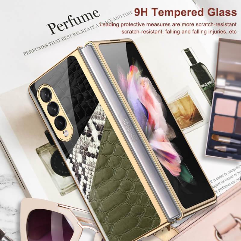Python Leopard Print Tempered Glass - Samsung Galaxy Z Fold 3 5G Phone Case Samsung Galaxy Z Fold 3 Case