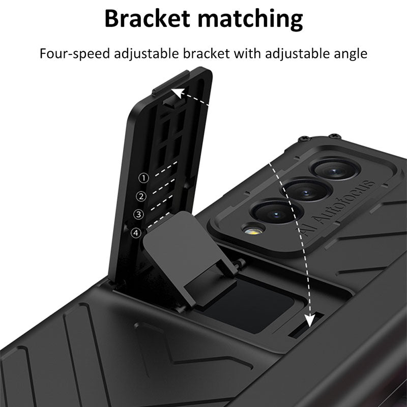 Magnetic Armor All-included Slide Pen Case With Back Screen Glass Hinge Holder Phone Cover For Samsung Galaxy Z Fold 3 5G Samsung Galaxy Z Fold 3 Case