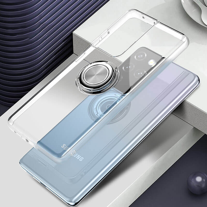 Magnetic Bracket Ring Clear TPU Phone Case For Samsung Samsung Cases