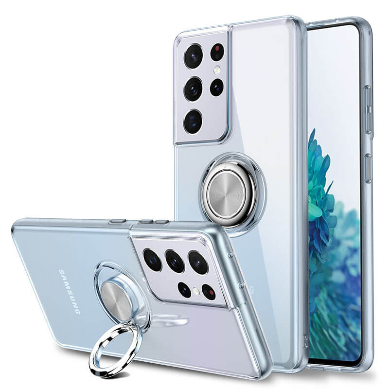Magnetic Bracket Ring Clear TPU Phone Case For Samsung Samsung Cases