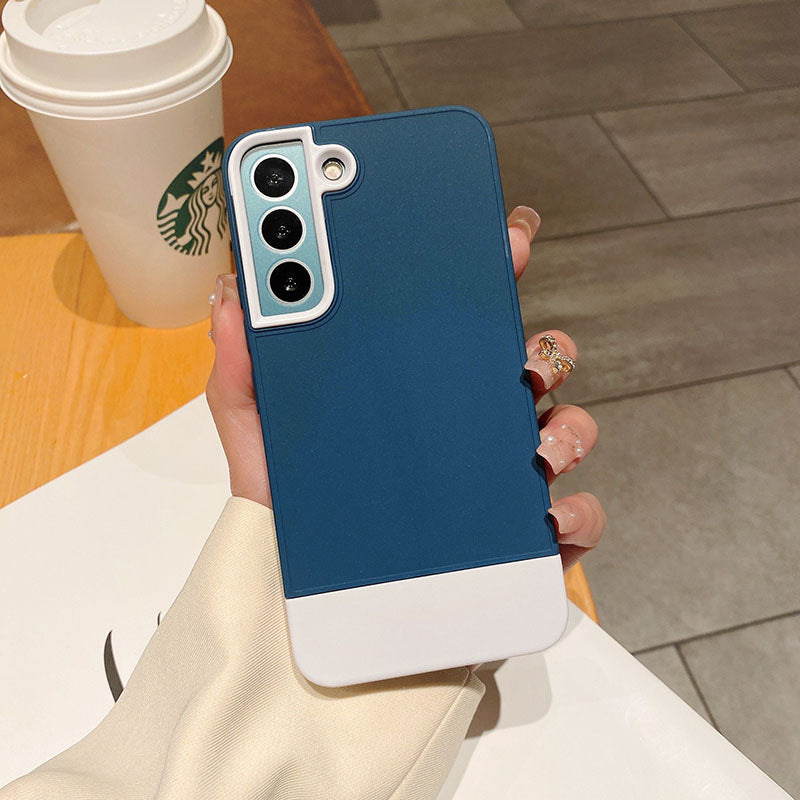 Newest Simple Contrast Color Frosted Full Coverage Protective Phone Case For Samsung