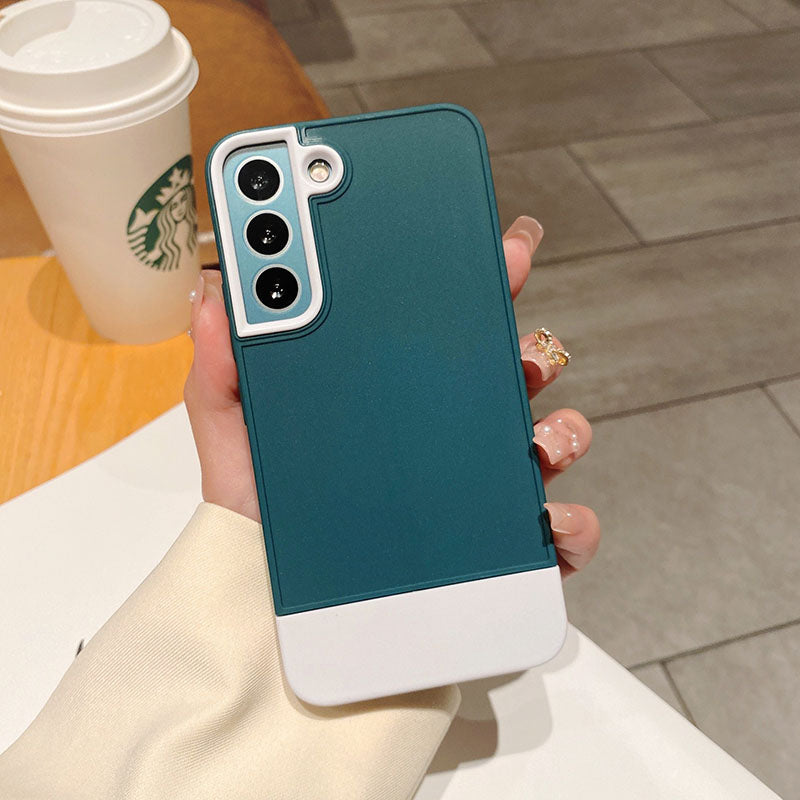 Newest Simple Contrast Color Frosted Full Coverage Protective Phone Case For Samsung