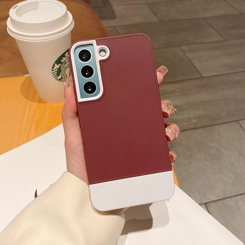Newest Simple Contrast Color Frosted Full Coverage Protective Phone Case For Samsung