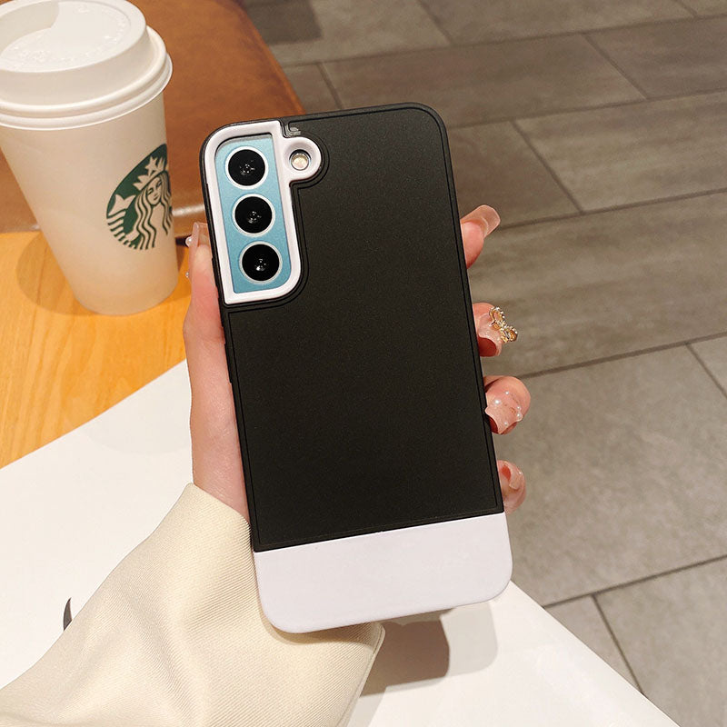 Newest Simple Contrast Color Frosted Full Coverage Protective Phone Case For Samsung