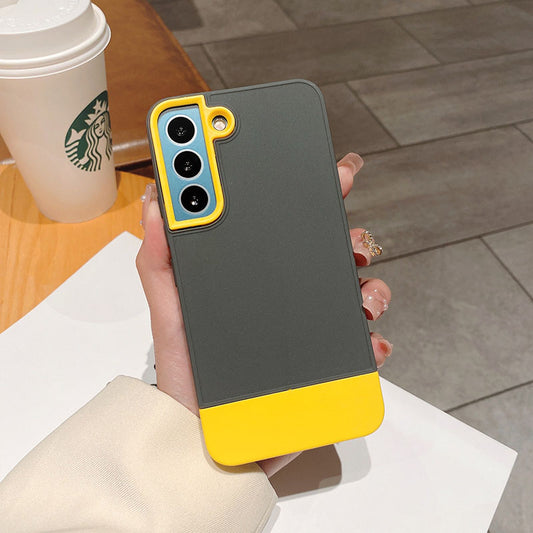 Newest Simple Contrast Color Frosted Full Coverage Protective Phone Case For Samsung