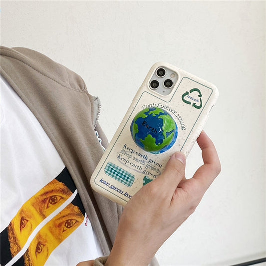 Newest Degradable Planet bracket Environmental Protection Earth Phone Case For iPhone