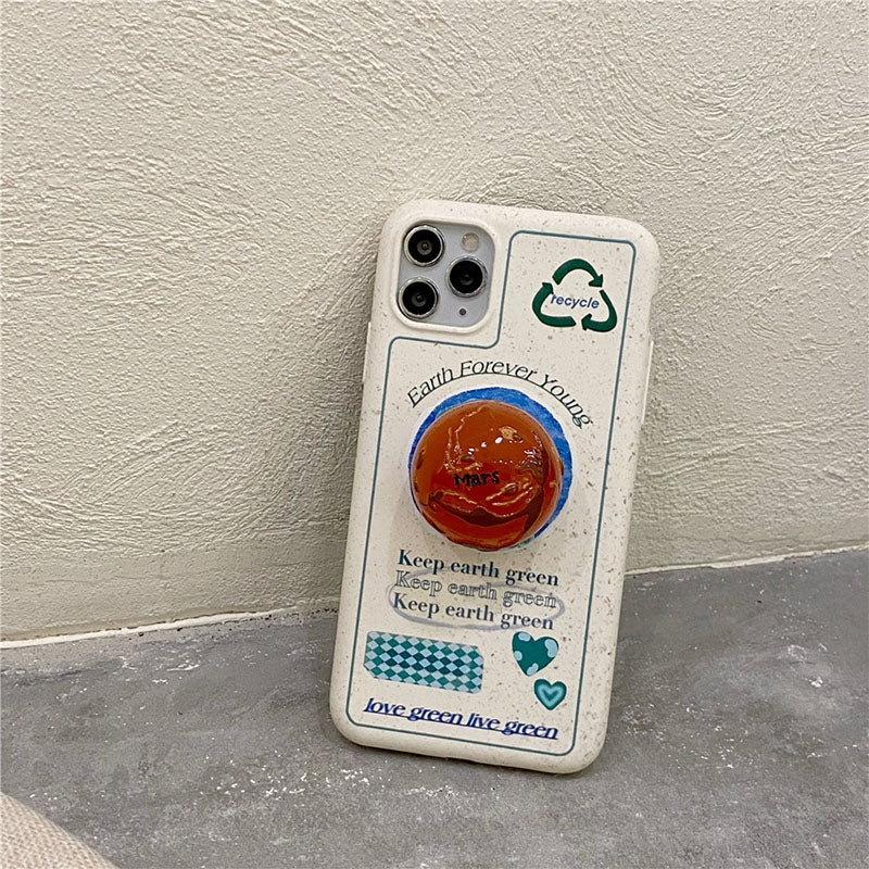 Newest Degradable Planet bracket Environmental Protection Earth Phone Case For iPhone