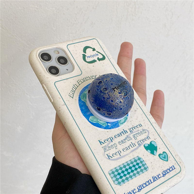 Newest Degradable Planet bracket Environmental Protection Earth Phone Case For iPhone