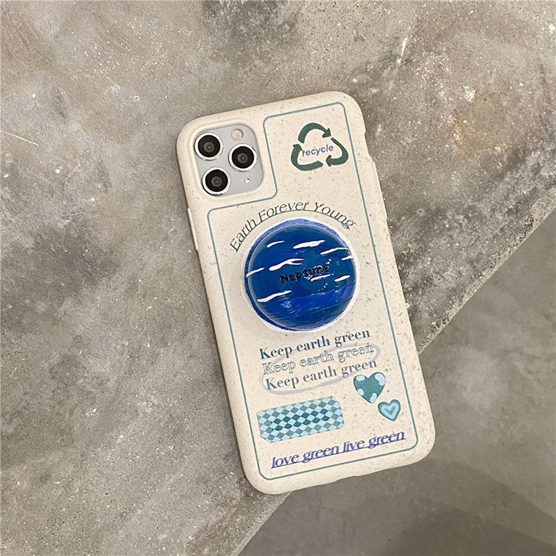 Newest Degradable Planet bracket Environmental Protection Earth Phone Case For iPhone