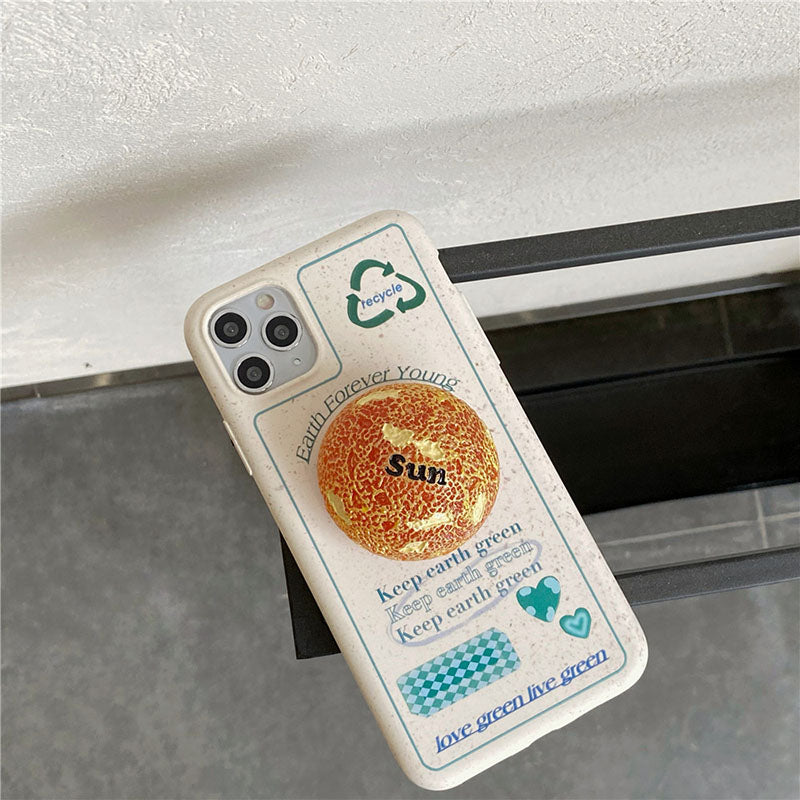 Newest Degradable Planet bracket Environmental Protection Earth Phone Case For iPhone