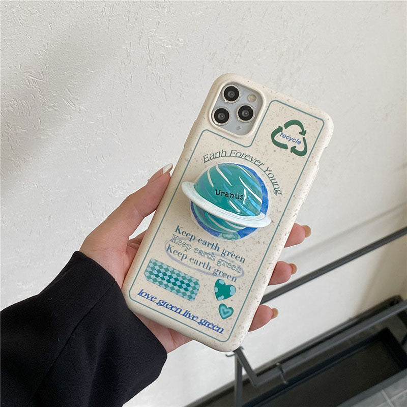 Newest Degradable Planet bracket Environmental Protection Earth Phone Case For iPhone