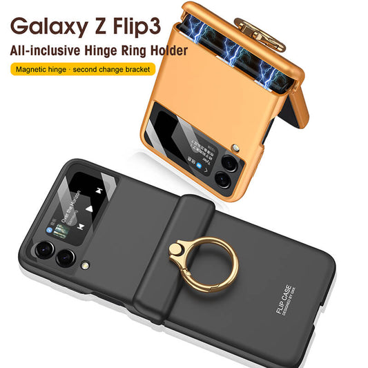 Newest Magnetic All-inclusive Hinge Ring Holder Case For Samsung Galaxy Z Flip3 Flip4 5G Samsung Cases
