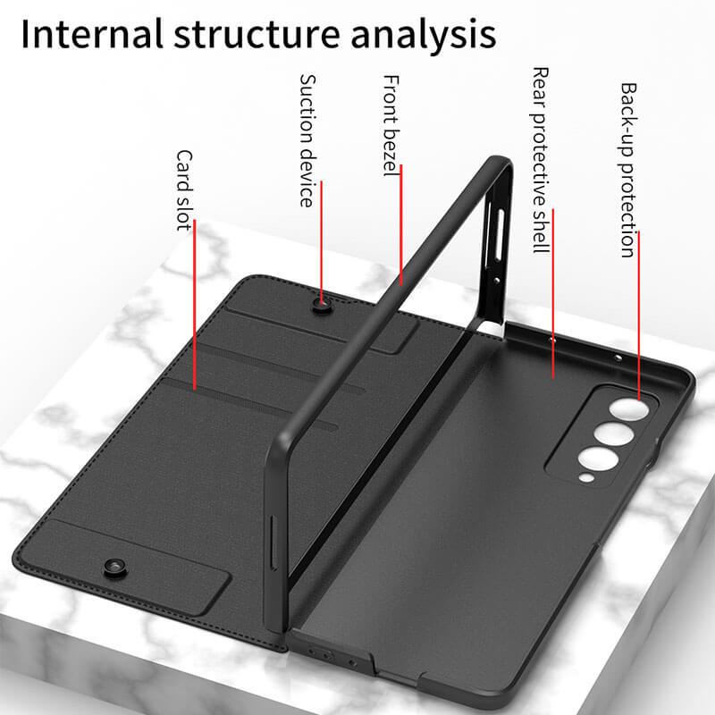 Newest Leather Pen Holder Armor Back Case For Samsung Galaxy Z Fold4 Fold3 5G Samsung Cases