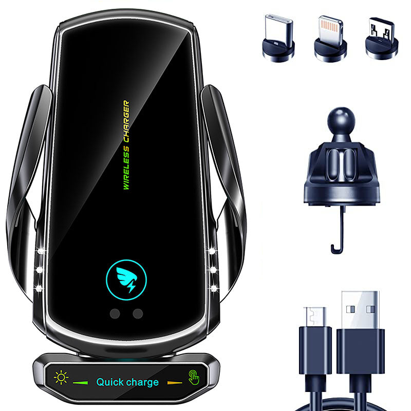 Wireless Car Charger Mount 15W Qi Fast Charging Auto Clamping Air Vent Cell Phone Holder Bracket Compatible with All Apple iPhone Android Smartphone Telephony