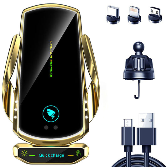 Wireless Car Charger Mount 15W Qi Fast Charging Auto Clamping Air Vent Cell Phone Holder Bracket Compatible with All Apple iPhone Android Smartphone Telephony