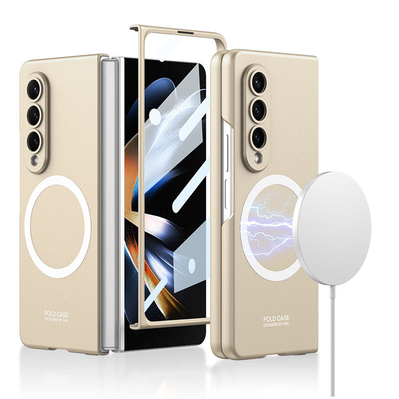 Ultra-thin Protection Magnetic Wireless Charging Phone Case For Samsung Galaxy Z Fold4 Fold3 5G Case With Back Screen Glass Protector Samsung Cases