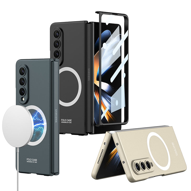 Ultra-thin Protection Magnetic Wireless Charging Phone Case For Samsung Galaxy Z Fold4 Fold3 5G Case With Back Screen Glass Protector Samsung Cases