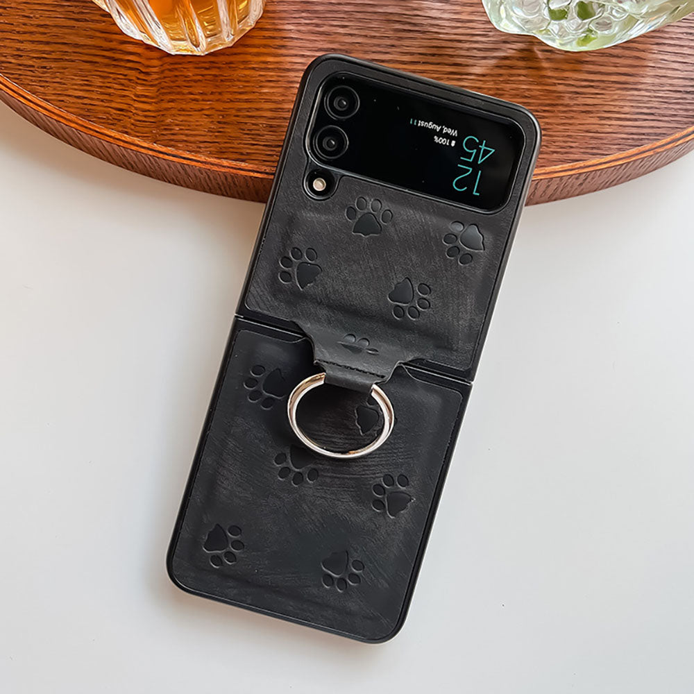 Newest Cat's Claw Embossed Galaxy Z Flip3 Flip4 Phone Case With Ring Samsung Cases