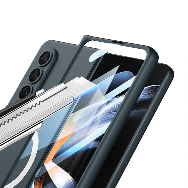 Ultra-thin Protection Magnetic Wireless Charging Phone Case For Samsung Galaxy Z Fold4 Fold3 5G Case With Back Screen Glass Protector Samsung Cases