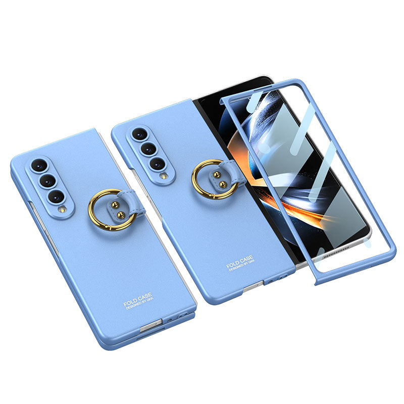 Samsung Galaxy Z Fold 4 5G Ultra-thin All-inclusive Ring Holder Protective Cover With Tempered Glass Screen Samsung Cases