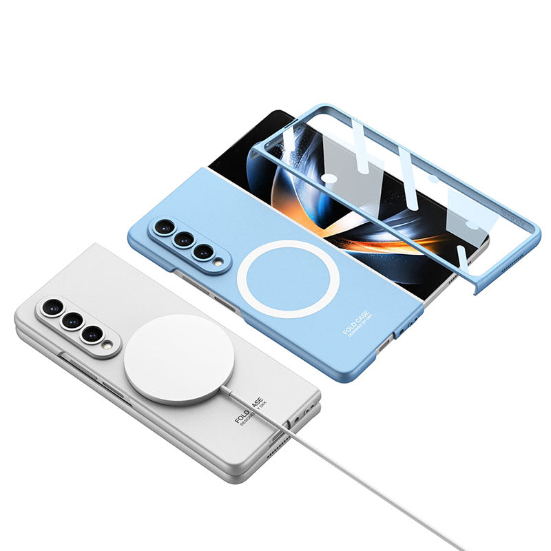 Ultra-thin Protection Magnetic Wireless Charging Phone Case For Samsung Galaxy Z Fold4 Fold3 5G Case With Back Screen Glass Protector Samsung Cases