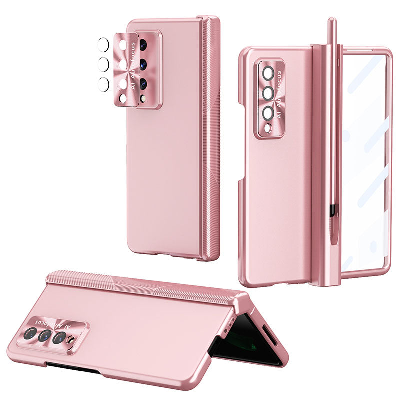 Luxury Magnetic Hinge Pen Holder Full Protection Case For Samsung Galaxy Z Fold3 Fold4 5G With Tempered Glass Film Samsung Cases