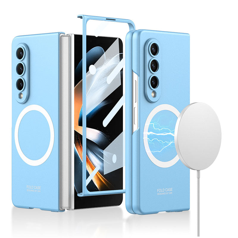 Ultra-thin Protection Magnetic Wireless Charging Phone Case For Samsung Galaxy Z Fold4 Fold3 5G Case With Back Screen Glass Protector Samsung Cases