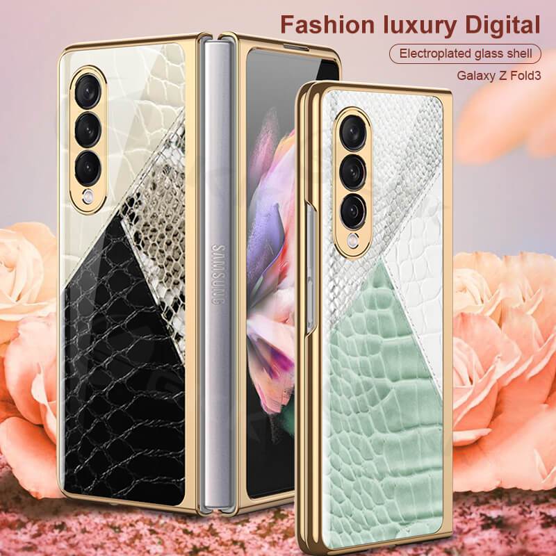 Python Leopard Print Tempered Glass - Samsung Galaxy Z Fold 3 5G Phone Case Samsung Galaxy Z Fold 3 Case
