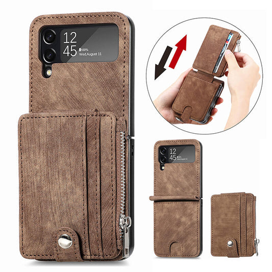 Wallet Case For Samsung Galaxy Z Flip4 Flip3 with Detachable Card Slot Kickstand Zipper Samsung Cases