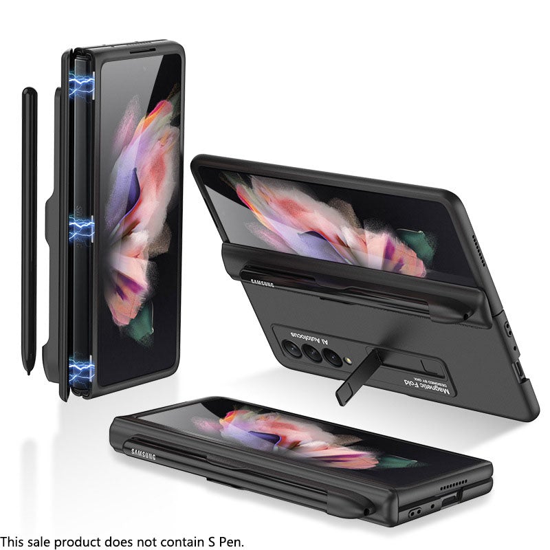 Magnetic Frame Plastic Stand All-included Case With S Pen Slot For Samsung Galaxy Z Fold 3 5G Samsung Galaxy Z Fold 3 Case