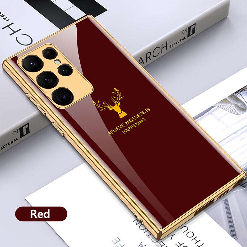 Luxury Deer Pattern Camera All-inclusive Electroplating Process Case For Samsung S22 S21 Series Samsung Case