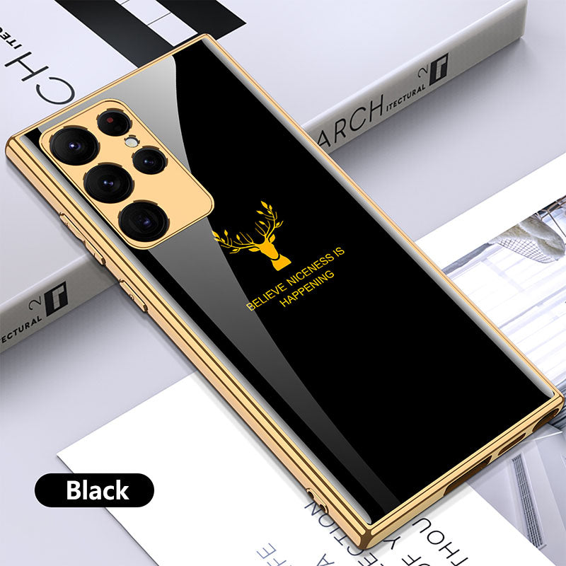 Luxury Deer Pattern Camera All-inclusive Electroplating Process Case For Samsung S22 S21 Series Samsung Case