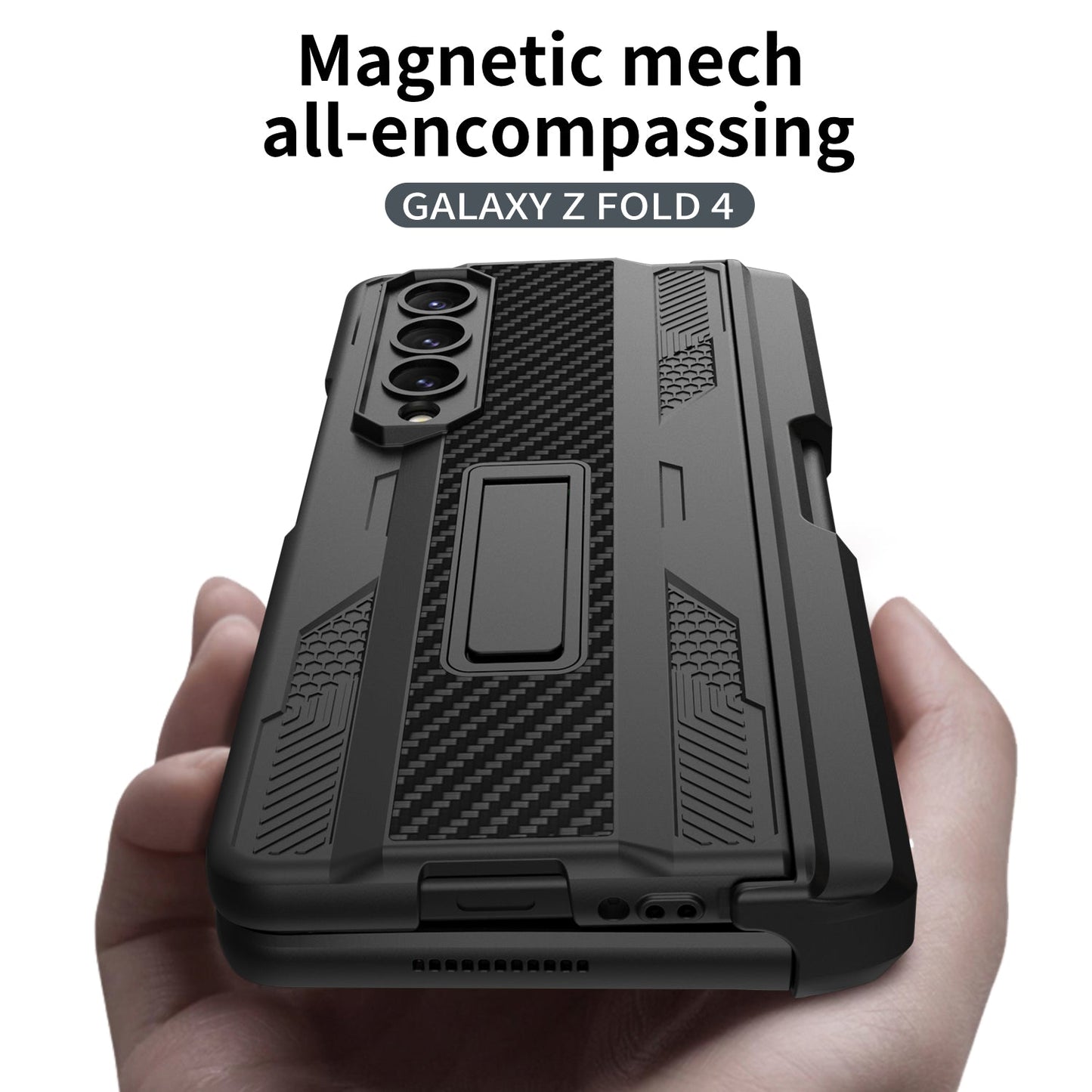 Magnetic Mech S Pen Slot Holder Case for Samsung Galaxy Z Fold4 Fold3 5G Samsung Cases