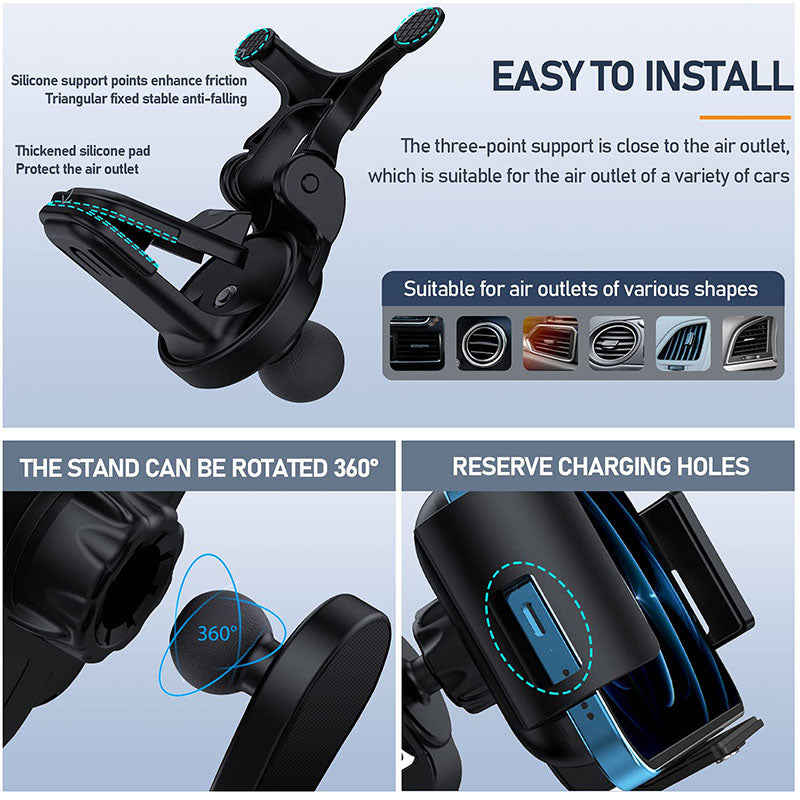 Automatic Clamping Car Wireless Charger for Samsung Galaxy Z Fold 3 2 Note20 S20 iPhone 12 11 13 Max Air Vent Mount Phone Holder Car Phone Holder