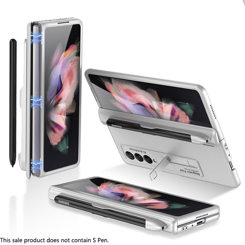 Magnetic Frame Plastic Stand All-included Case With S Pen Slot For Samsung Galaxy Z Fold 3 5G Samsung Galaxy Z Fold 3 Case