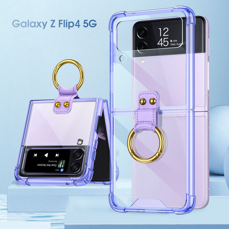 NEWEST Transparents Airbag Ring Holder Anti-knock Protection Cover For Samsung Galaxy Z Flip4 Flip3 5G Samsung Cases