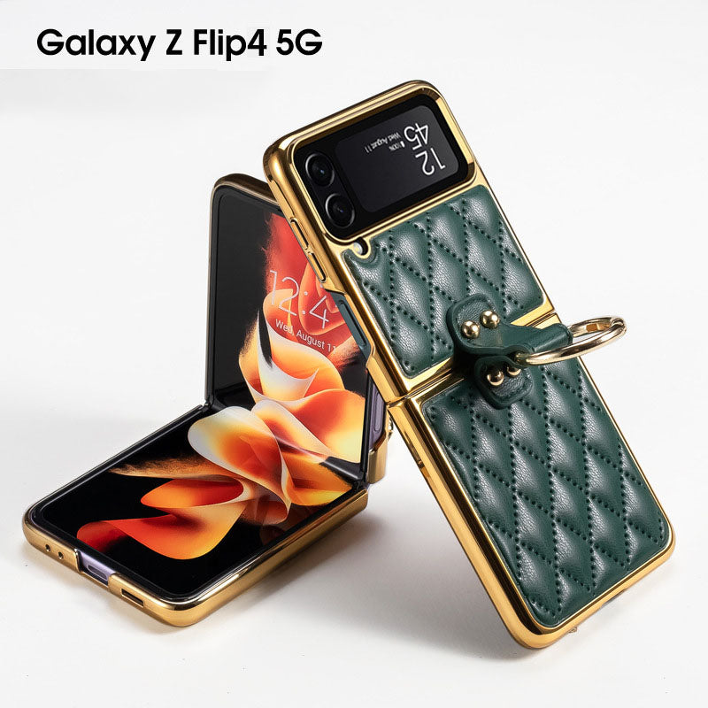 Luxury Leather Electroplating Diamond Protective Cover For Samsung Galaxy Z Flip 4 5G Samsung Cases