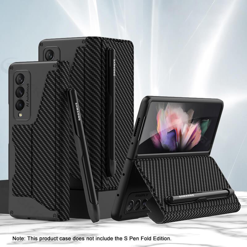 Newest Leather Pen Holder Armor Back Case For Samsung Galaxy Z Fold4 Fold3 5G Samsung Cases