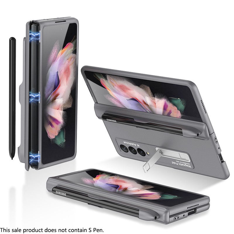 Magnetic Frame Plastic Stand All-included Case With S Pen Slot For Samsung Galaxy Z Fold 3 5G Samsung Galaxy Z Fold 3 Case